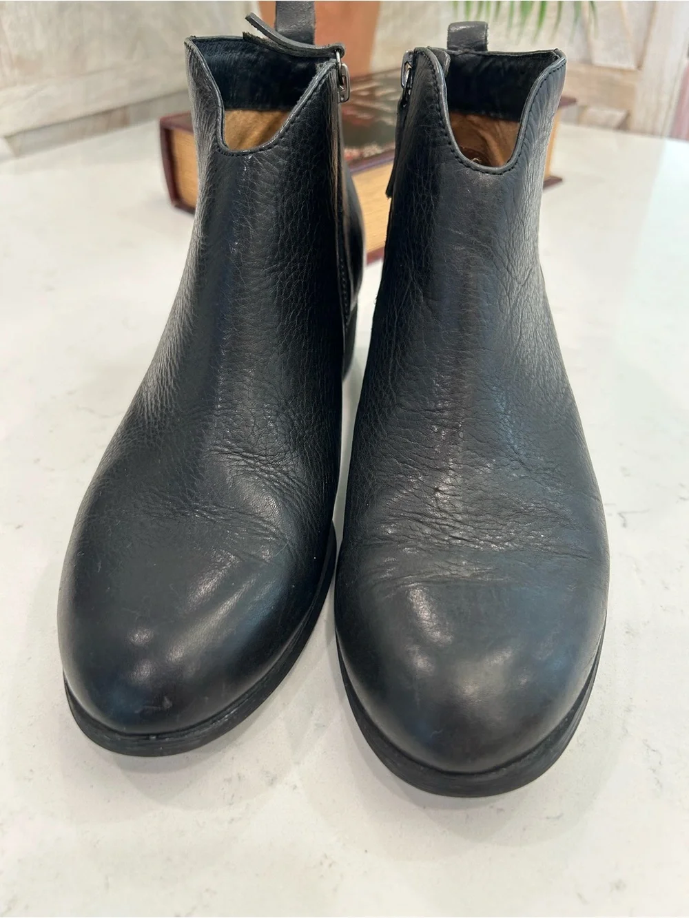 Sofft Black Leather Ankle Booties with Side Zip
